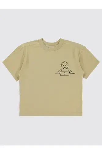 Mivil Oversize Детская Футболка 6-9 Лет Овсяное Молоко - 1