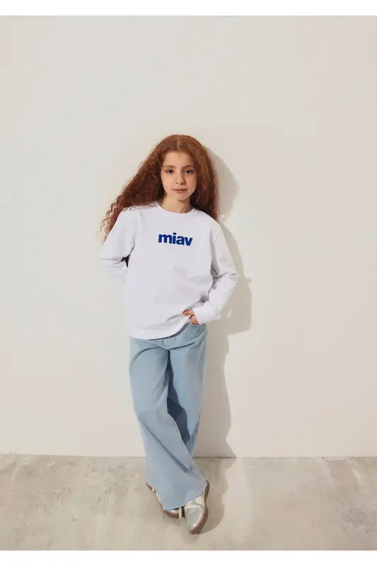 Mivv bosilgan oq sweatshirt 6610031-620 - 1