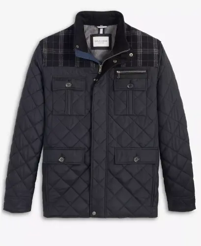 Mixed Media Quilted Jacket-Black 