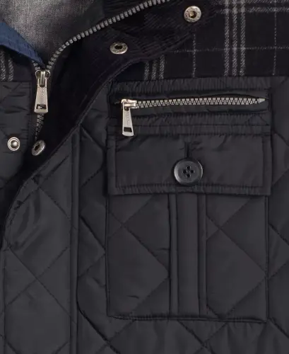Mixed Media Quilted Jacket-Black - 3