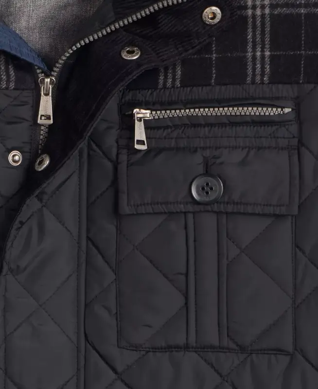 Mixed Media Quilted Jacket-Black - 3