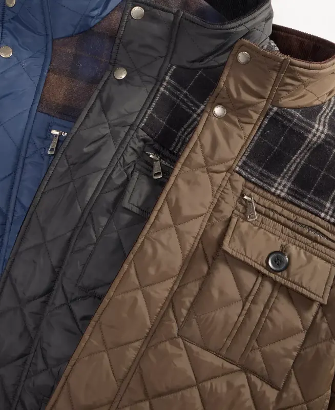 Mixed Media Quilted Jacket-Black - 5