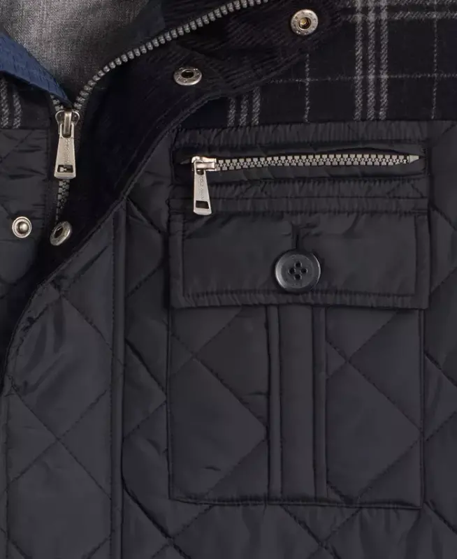 Mixed Media Quilted Jacket-Black - 4
