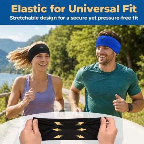 Mixiba Sleeping Headphones Bluetooth Headband with HD Stereo Speakers 2PCS | 14H Thin Speakers Bluetooth Headband for Sports Running Workouts Yoga Air Travel Meditation Gift - Black&Gray - 4