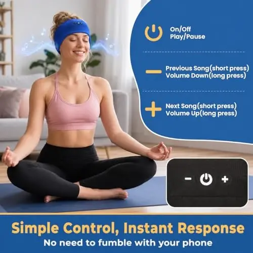 Mixiba Sleeping Headphones Bluetooth Headband with HD Stereo Speakers 2PCS | 14H Thin Speakers Bluetooth Headband for Sports Running Workouts Yoga Air Travel Meditation Gift - Black&Gray - 5
