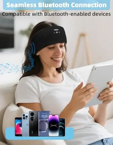 Mixiba Sleeping Headphones, Headband Headphones with HD Stereo Speaker, Bluetooth Headband for Sports, Running, Workouts, Yoga, Air Travel, Meditation, Gift - Black - 5