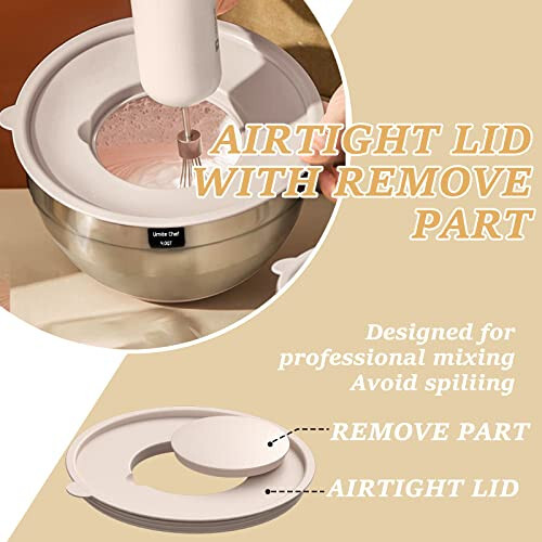 Mixing Bowls with Airtight Lids Set, 26PCS Stainless Steel Khaki Bowls with Grater Attachments, Non-Slip Bottoms & Kitchen Gadgets Set, Size 7, 4, 2.5, 2.0, 1.5, 1QT, Great for Mixing & Serving - 5
