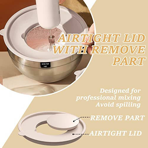 Mixing Bowls with Airtight Lids Set, 26PCS Stainless Steel Khaki Bowls with Grater Attachments, Non-Slip Bottoms & Kitchen Gadgets Set, Size 7, 4, 2.5, 2.0, 1.5, 1QT, Great for Mixing & Serving - 5