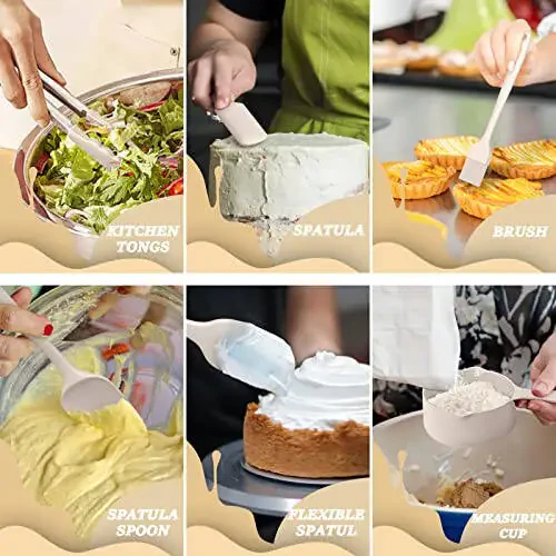 Mixing Bowls with Airtight Lids Set, 26PCS Stainless Steel Khaki Bowls with Grater Attachments, Non-Slip Bottoms & Kitchen Gadgets Set, Size 7, 4, 2.5, 2.0, 1.5, 1QT, Great for Mixing & Serving - 6