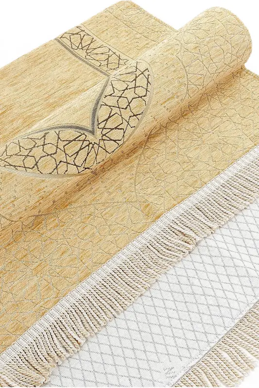 Михрап Desenli Astarlı Şönil Seccade - Gold-Gold - 2
