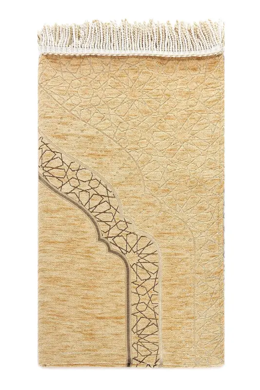 Михрап Desenli Astarlı Şönil Seccade - Gold-Gold - 4