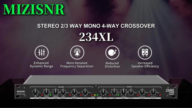 MIZISNR Professional 2/3 Way Stereo/4 Way Mono Crossover with XLR Input and Output, Stereo Audio Sound Processing for PA System with Subwoofer - MIZISNR