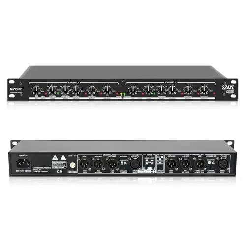 MIZISNR Professional 2/3 Way Stereo/4 Way Mono Crossover with XLR Input and Output, Stereo Audio Sound Processing for PA System with Subwoofer - 2