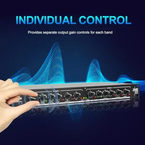 MIZISNR Professional 2/3 Way Stereo/4 Way Mono Crossover with XLR Input and Output, Stereo Audio Sound Processing for PA System with Subwoofer - 4