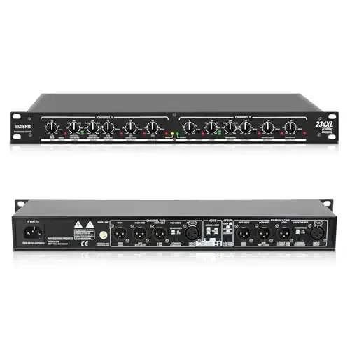 MIZISNR Professional 2/3 Way Stereo/4 Way Mono Crossover with XLR Input and Output, Stereo Audio Sound Processing for PA System with Subwoofer - 2