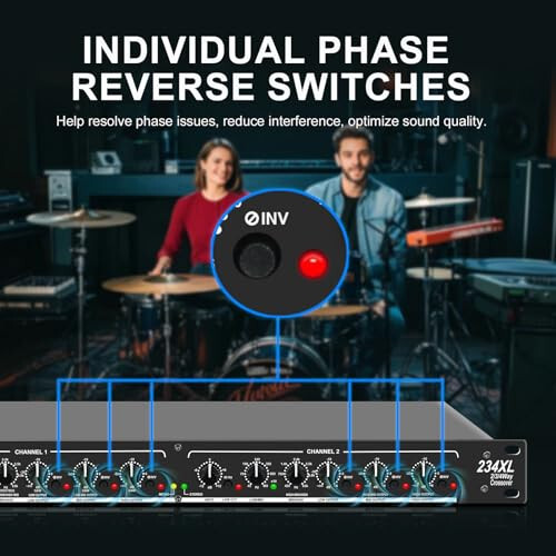 MIZISNR Professional Audio Crossover, 2/3 Way Stereo/ 4 Way Mono Crossover with XLR Input and Output, Stereo Audio Sound Processing Crossover for PA System with Subwoofer - 5