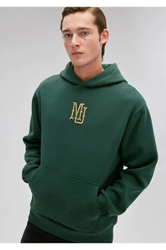 MJ Nakışlı Kapüşonlu Yeşil Sweatshirt 0S10131-71538 - Yeşil-71538 - 1