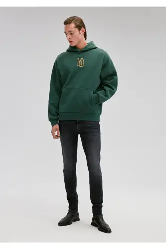 MJ Nakışlı Kapüşonlu Yeşil Sweatshirt 0S10131-71538 - Yeşil-71538 - MAVI (1)