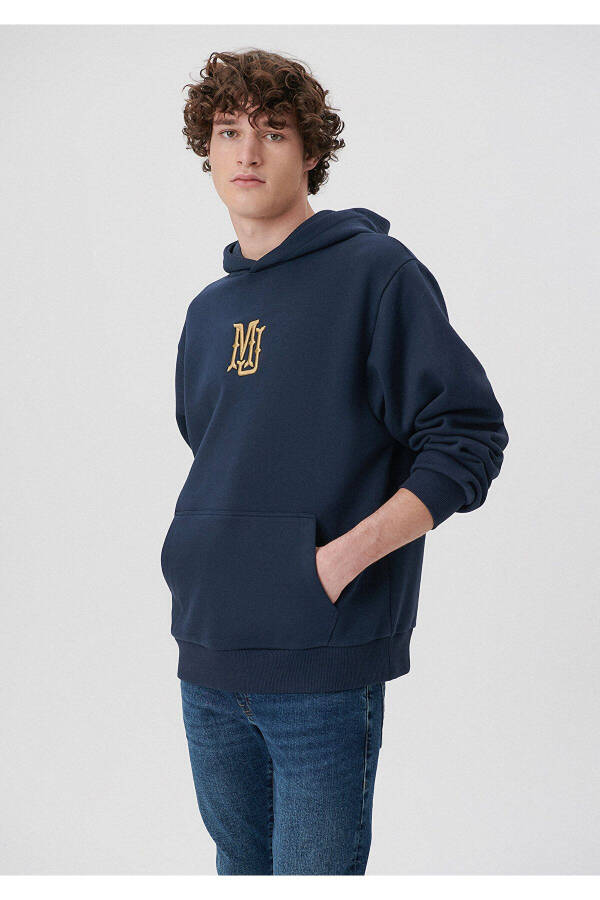 MJ Nakışlı Kapüşonlu Lacivert Sweatshirt 0S10131-70490 - 2