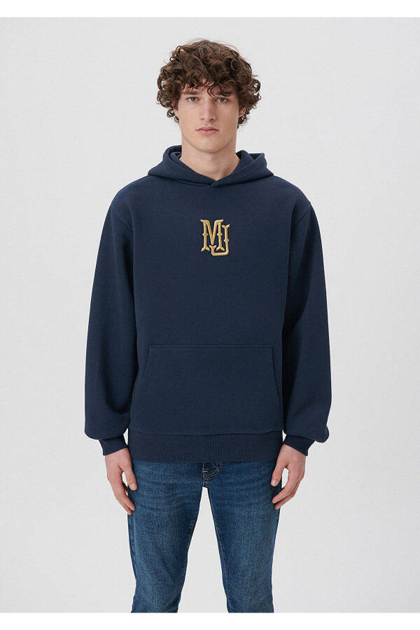 MJ Nakışlı Kapüşonlu Lacivert Sweatshirt 0S10131-70490 - 3