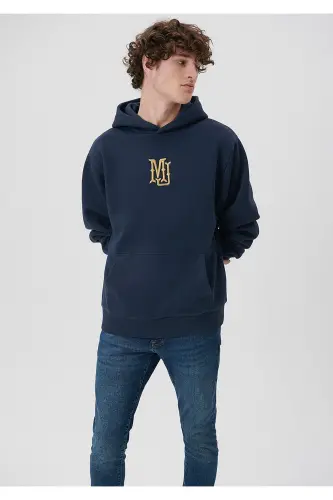 MJ Nakışlı Kapüşonlu Lacivert Sweatshirt 0S10131-70490 - Lacivert-70490 