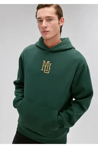 MJ Naqshli kaputli yashil svitshot 0S10131-71538 - Yashil-71538 - 1