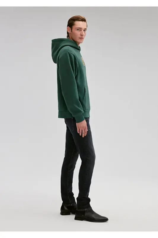 MJ Naqshli kaputli yashil svitshot 0S10131-71538 - Yashil-71538 - 4
