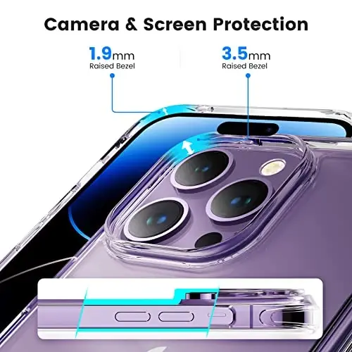 Mkeke для iPhone 14 Pro Max Case Clear, [Не желтеет][Военная защита от падений] Противоударные защитные чехлы для телефонов 2022 - 4