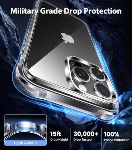 Mkeke для iPhone 16 Pro Case Clear [Not-Yellowing] [Military-Grade Drop Protection] Противоударный защитный чехол Прозрачный чехол для iPhone 16 Pro бампер для телефона Apple 6.3 дюйма 2024 - 4