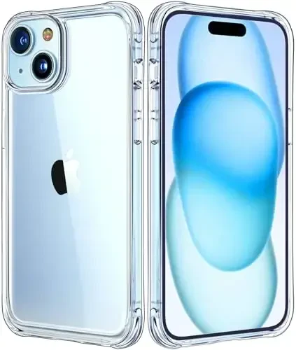 Mkeke for iPhone 15 Case Clear, [Not Yellowing] [Military-Grade Drop Protection] Clear Slim Phone Cases for Apple iPhone 15 with Shockproof Bumper 2023 - MKEKE