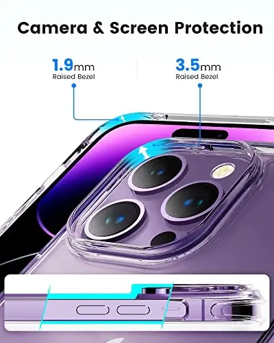 Mkeke iPhone 14 Pro uchun g'ilof Shaffof, [Harbiy darajadagi himoya] [Sarg'aymaydi] Apple iPhone 14 Pro 2022 uchun zarbaga chidamli Akril telefon g'ilofi - 4