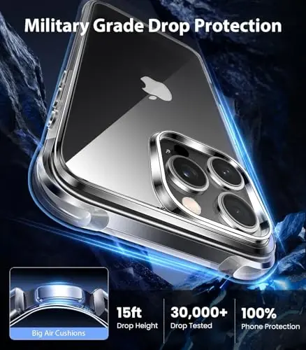 Mkeke for iPhone 16 Pro Case Clear [Not-Yellowing] [Military-Grade Drop Protection] Shockproof Protective Clear iPhone 16 Pro Case Phone Bumper for Apple 6.3 inch 2024 - 1