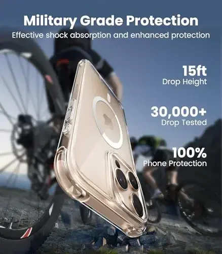 Mkeke iPhone 16 Pro Max uchun magnitli shaffof gʻilof, MagSafe bilan mos, harbiy darajadagi himoya, Apple 6.9 dyuym 2024 uchun telefon bamperi - 4