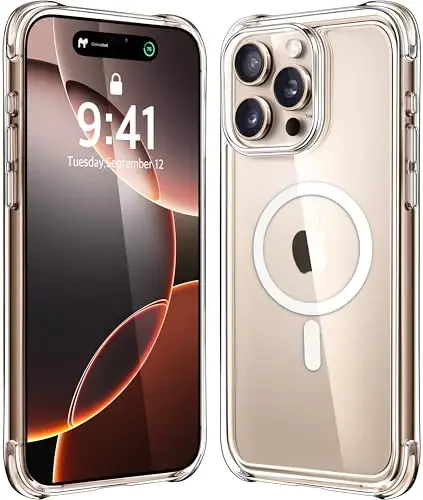 Mkeke iPhone 16 Pro Max uchun magnitli shaffof gʻilof, MagSafe bilan mos, harbiy darajadagi himoya, Apple 6.9 dyuym 2024 uchun telefon bamperi 
