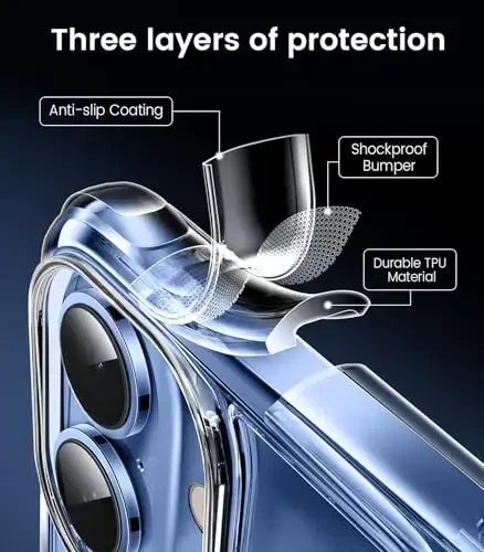 Mkeke iPhone 17 Case Clear bilan mos keladi [Sarg'aymaydigan] [Harbiy darajadagi tushishdan himoya] Zarba o'tkazmaydigan himoya telefon bamperi 6,3 dyuym - 5