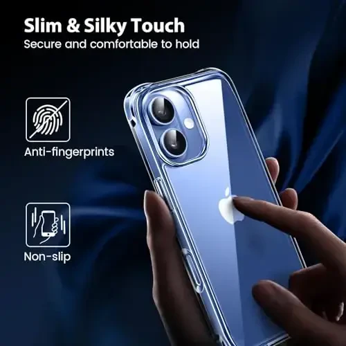 Mkeke iPhone 17 Case Clear bilan mos keladi [Sarg'aymaydigan] [Harbiy darajadagi tushishdan himoya] Zarba o'tkazmaydigan himoya telefon bamperi 6,3 dyuym - 6