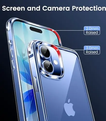 Mkeke iPhone 17 Case Clear bilan mos keladi [Sarg'aymaydigan] [Harbiy darajadagi tushishdan himoya] Zarba o'tkazmaydigan himoya telefon bamperi 6,3 dyuym - 4