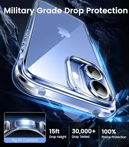Mkeke Compatible with iPhone 17 Case Clear [Not-Yellowing] [Military-Grade Drop Protection] Shockproof Protective Phone Bumper 6.3 inch - 3