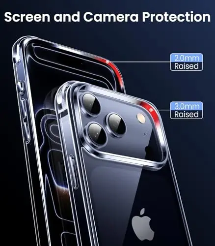 Mkeke iPhone 17 Pro G'ilofi bilan mos keladi Shaffof [Sarg'aymaydigan] [Harbiy darajadagi tushishdan himoya] Zarbadan himoya qiluvchi telefon bamperi 6,3 dyuym 2025 - 3