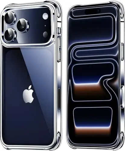 Mkeke iPhone 17 Pro Max uchun tiniq g'ilof, [Sarg'aymaydigan] [Harbiy darajadagi tushishdan himoya] Apple 17 Pro Max uchun zarbga chidamli bamperli himoya tiniq g'ilof 2025 