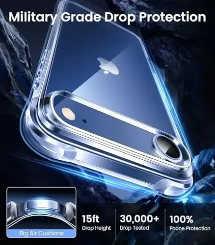 Mkeke iPhone Air Case Clear uchun, [Sarg'aymaydigan] [Harbiy darajadagi tushishdan himoya] Apple iPhone 17 Air Case uchun zarbga chidamli bamper 2025 bilan himoya qiluvchi shaffof - 3