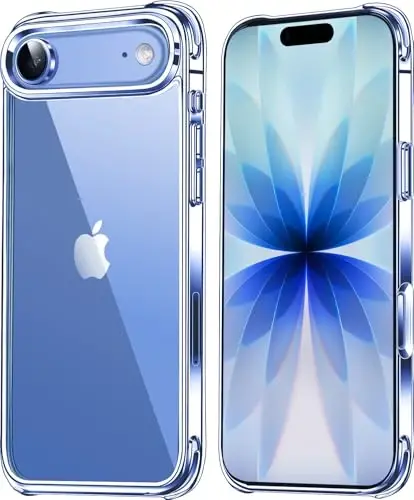 Mkeke iPhone Air Case Clear uchun, [Sarg'aymaydigan] [Harbiy darajadagi tushishdan himoya] Apple iPhone 17 Air Case uchun zarbga chidamli bamper 2025 bilan himoya qiluvchi shaffof 