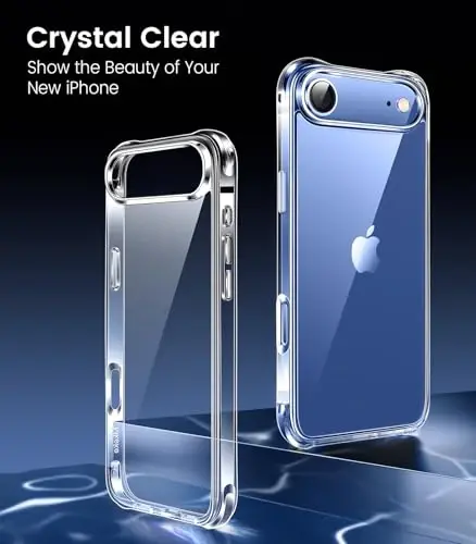 Mkeke iPhone Air Case Clear uchun, [Sarg'aymaydigan] [Harbiy darajadagi tushishdan himoya] Apple iPhone 17 Air Case uchun zarbga chidamli bamper 2025 bilan himoya qiluvchi shaffof - 2