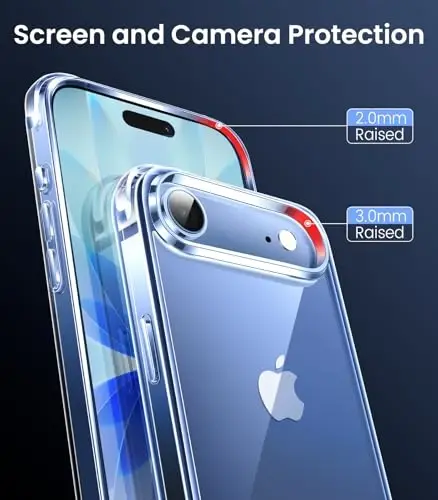Mkeke iPhone Air Case Clear uchun, [Sarg'aymaydigan] [Harbiy darajadagi tushishdan himoya] Apple iPhone 17 Air Case uchun zarbga chidamli bamper 2025 bilan himoya qiluvchi shaffof - 5