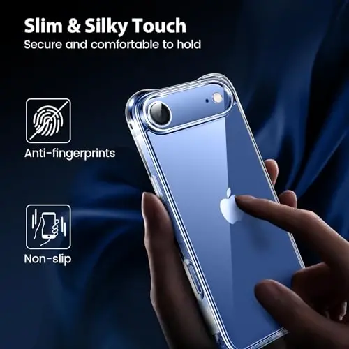 Mkeke iPhone Air Case Clear uchun, [Sarg'aymaydigan] [Harbiy darajadagi tushishdan himoya] Apple iPhone 17 Air Case uchun zarbga chidamli bamper 2025 bilan himoya qiluvchi shaffof - 6