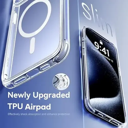 Mkeke Magnetic Designed for iPhone 15 Pro Case, Magsafe bilan mos, sarg'ayishga chidamli, harbiy darajadagi tushishdan himoya, Apple iPhone 15 Pro 2023 uchun zarbaga chidamli telefon qutisi - 4