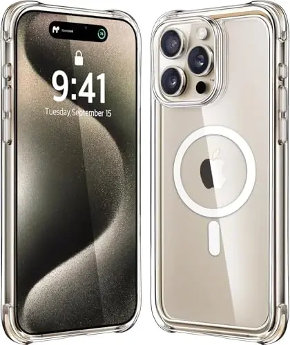 Mkeke Magnetic Designed for iPhone 15 Pro Case, Magsafe bilan mos, sarg'ayishga chidamli, harbiy darajadagi tushishdan himoya, Apple iPhone 15 Pro 2023 uchun zarbaga chidamli telefon qutisi 