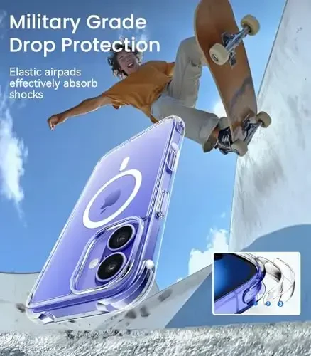 Mkeke Magnetic Designed for iPhone 16 Case Clear, [Compatible with Magsafe] [Not Yellowing] [Military-Grade Drop Protection] Clear Phone Cases for Apple iPhone 16 with Shockproof Bumper 2024 - 4