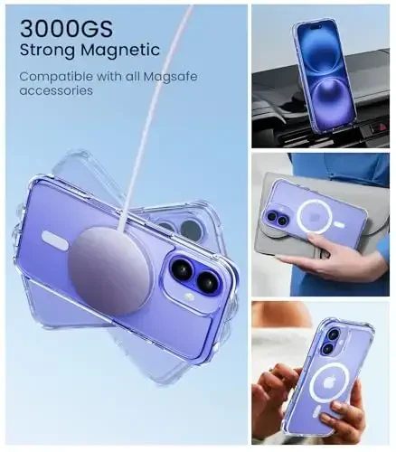 Mkeke Magnetic Designed for iPhone 16 Case Clear, [Magsafe bilan mos] [Sarg'aymaydi] [Harbiy darajadagi tushishdan himoya] Apple iPhone 16 uchun zarbga chidamli bamperli shaffof telefon qutilari 2024 - 2