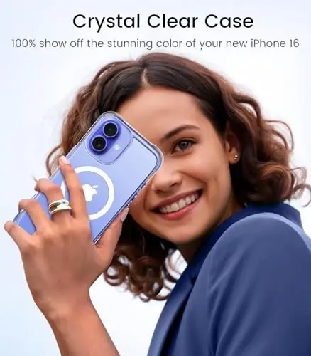 Mkeke Magnetic Designed for iPhone 16 Case Clear, [Magsafe bilan mos] [Sarg'aymaydi] [Harbiy darajadagi tushishdan himoya] Apple iPhone 16 uchun zarbga chidamli bamperli shaffof telefon qutilari 2024 - 3